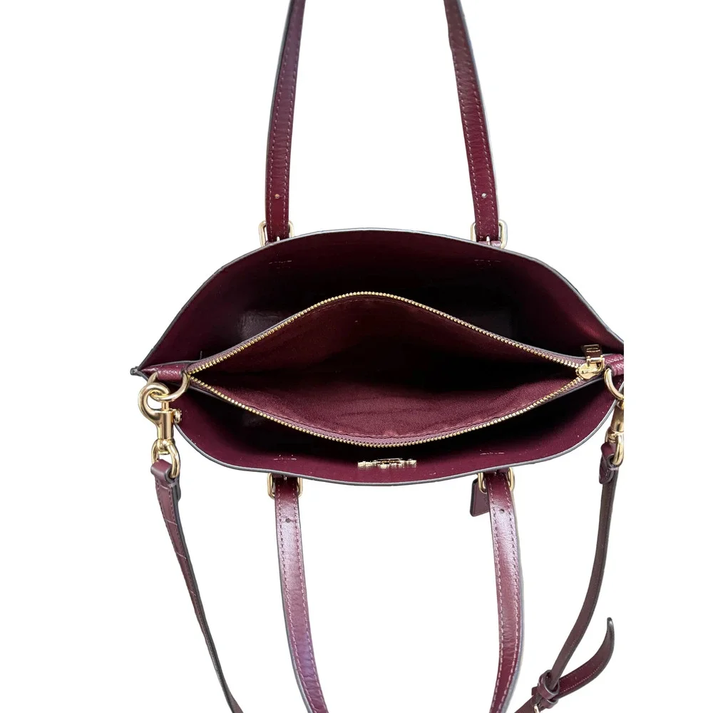 Coach Mollie Tote Bag 25 Merlot Croc Embossed Leather Crossbody CW017
